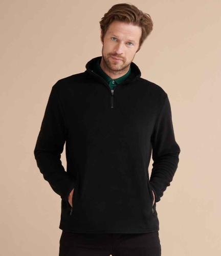 Henbury Zip Neck Micro Fleece - BLK - XL